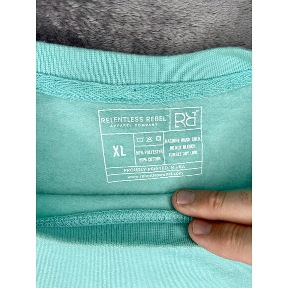 Relentless Rebel Apparel Crewneck Sweatshirt XL Aqua Blue Motivational Graphic - Picture 3 of 9